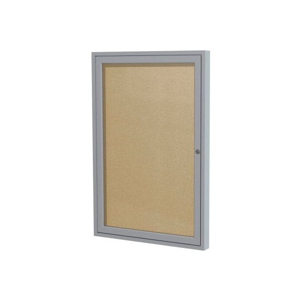 Ghent Ghent Enclosed Bulletin Board, Outdoor, 1 Door, 36"W x 36"H, Caramel Vinyl/Silver Frame PA13636VX-181 - main
